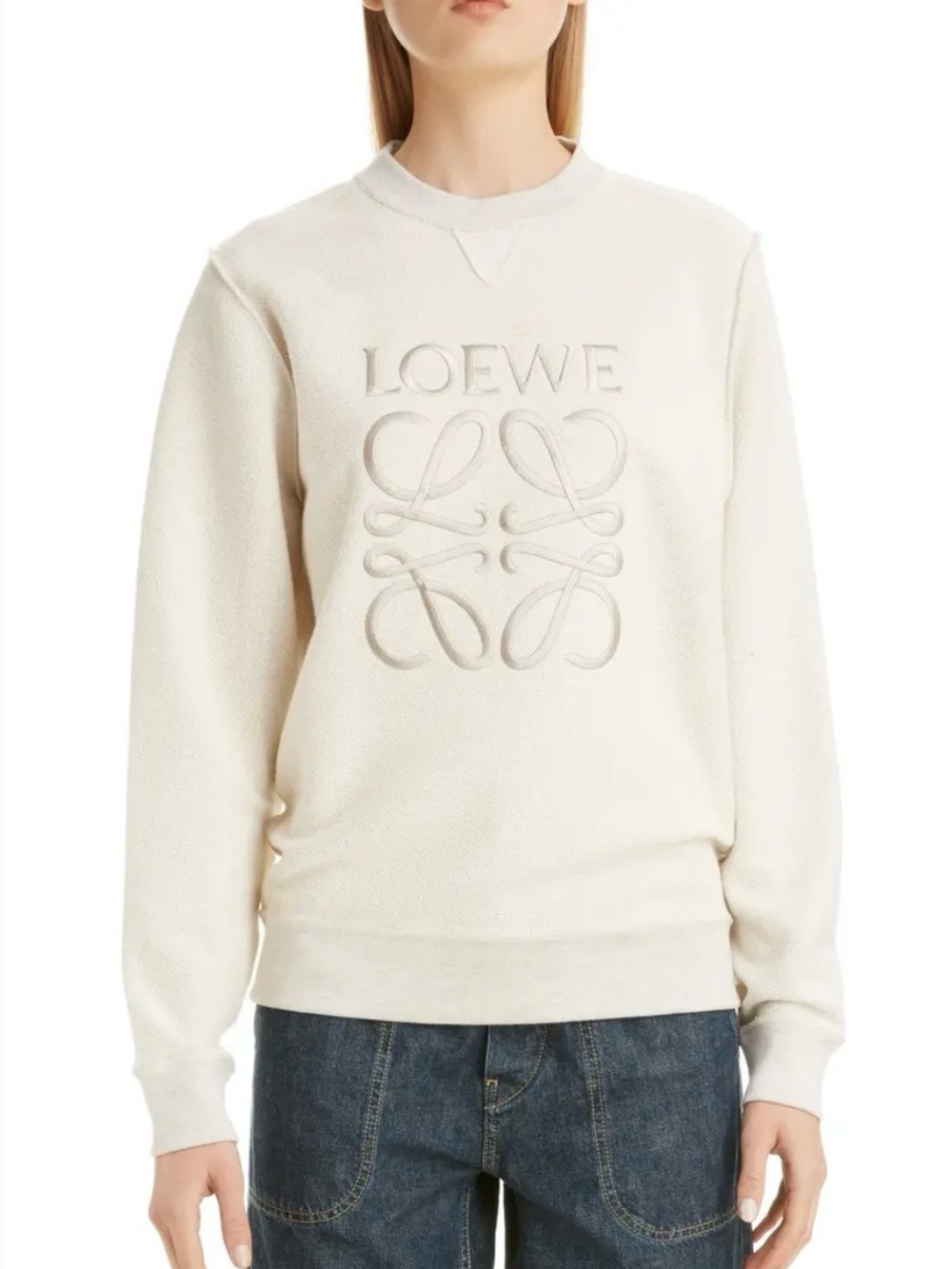 Loewe Off-White Embossed Anagram Crewneck Sweater